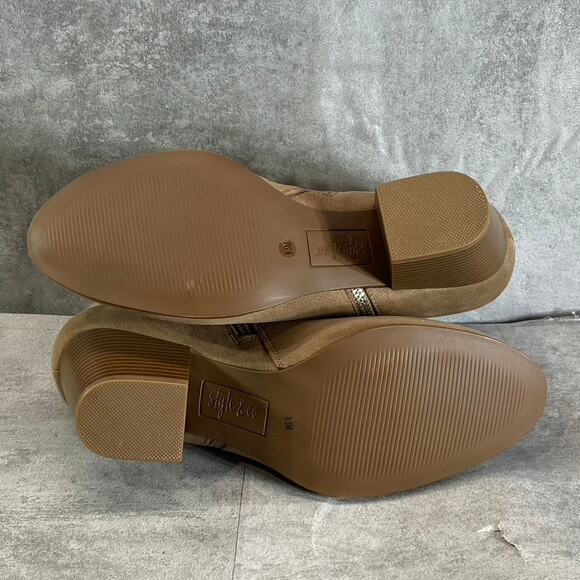 STYLE & CO Women's Taupe Masrinaa Almond-Toe Slip-On Block-Heel Ankle Booties - Picture 10 of 13